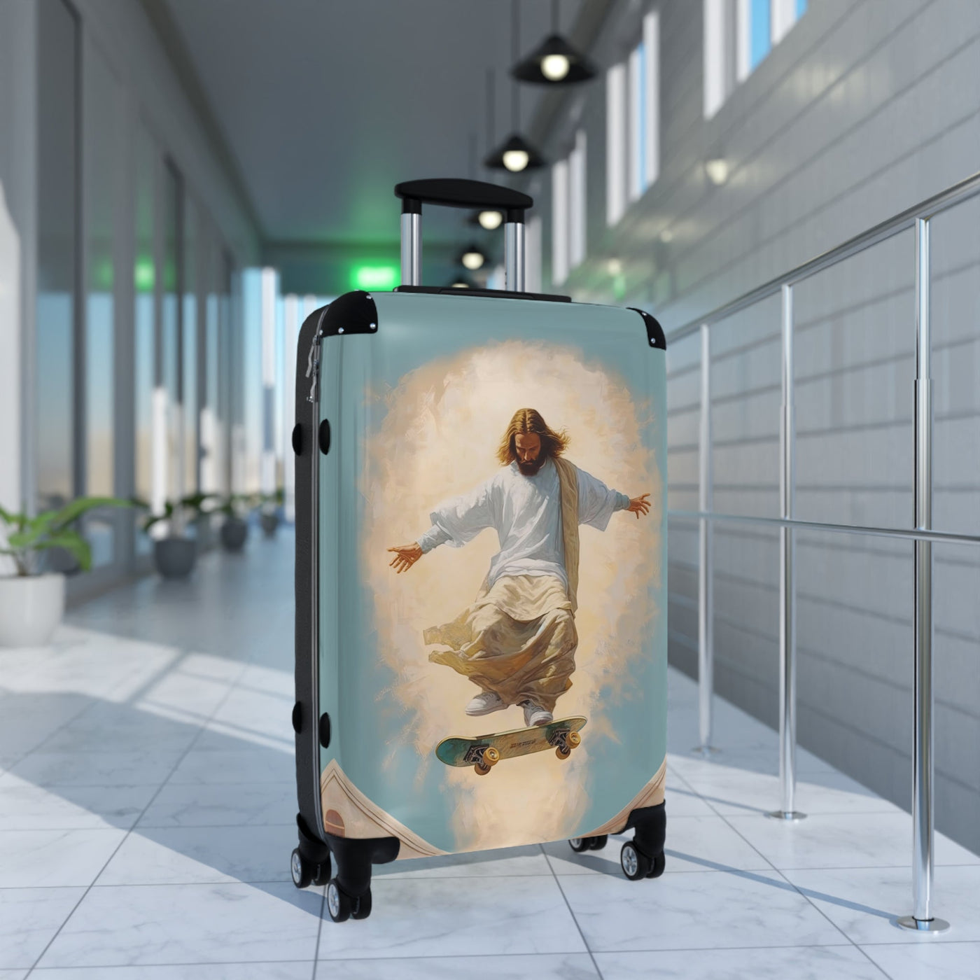 Skateboarding Jesus Suitcase (3 sizes) | TimeElements.shop