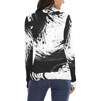 Splashy Black & White ink Mock Neck Sweater