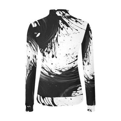 Splashy Black & White ink Mock Neck Sweater