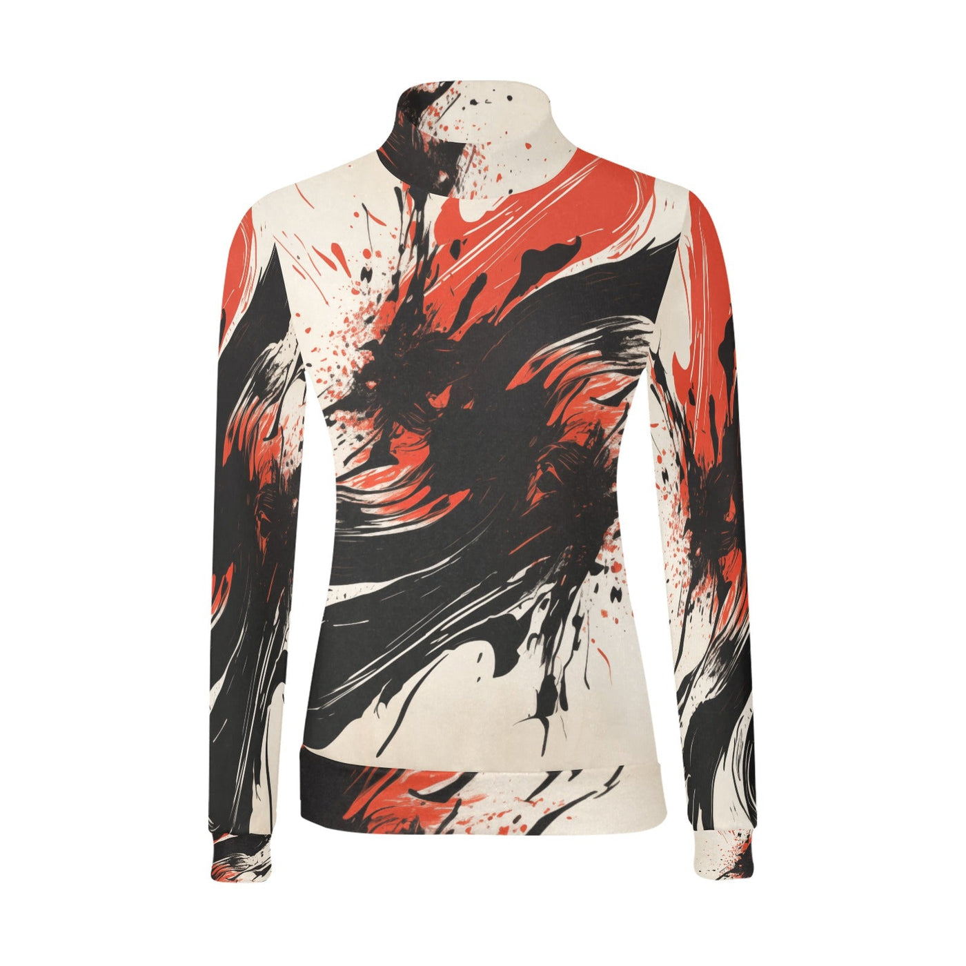 Splashy Wavy Ink Mock Neck Sweater