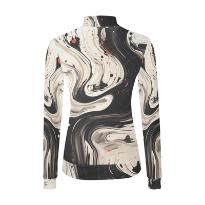 Splashy Wavy Ink Mock Neck Sweater