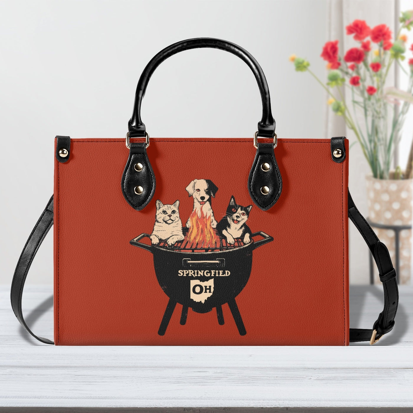 Springfields BBQ Meme Sweatshirt (Aka They Are Eating The Pets) Tote Luxury Handbag