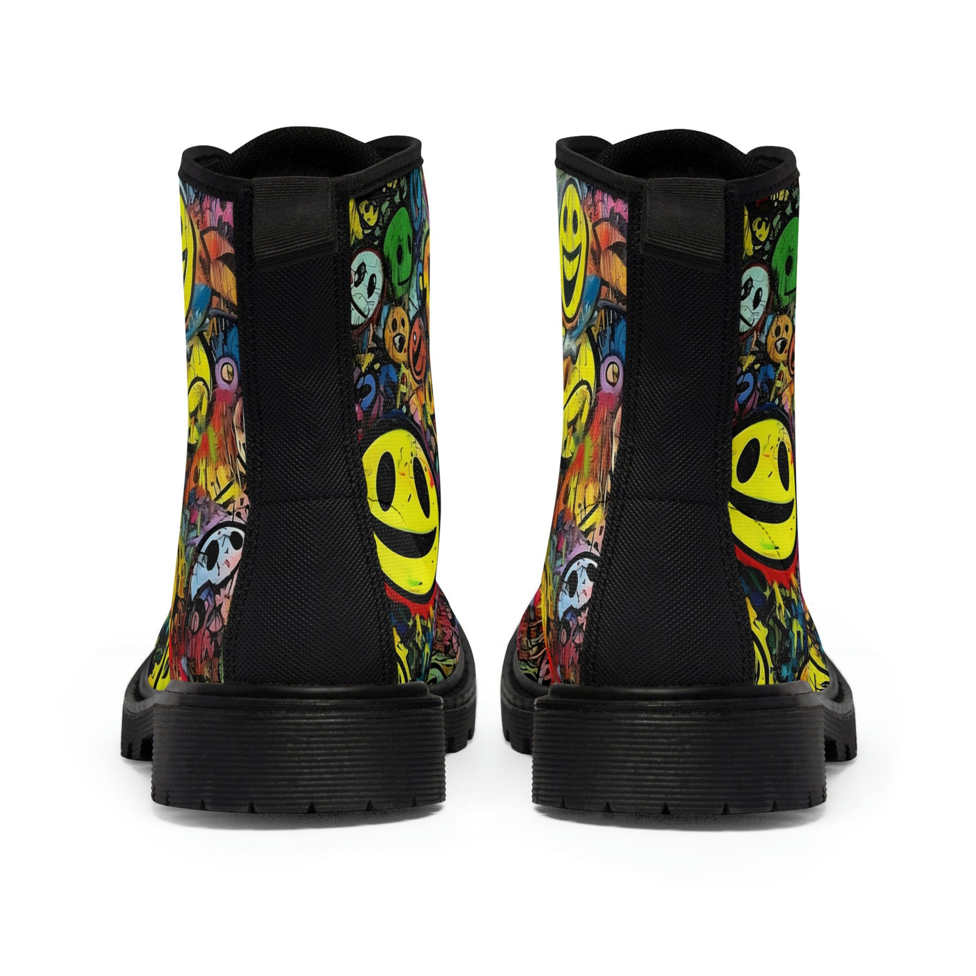 Street Art Smiley Canvas Boots (Women's sizes)