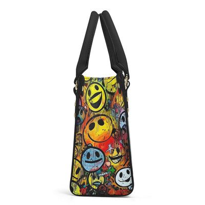 Street Art Smiley Pattern Luxury Tote Handbag