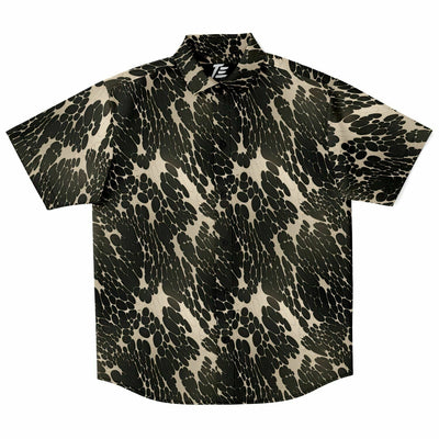 Suminagashi Art Style Black Bubbling Ink Short Sleeve Shirt