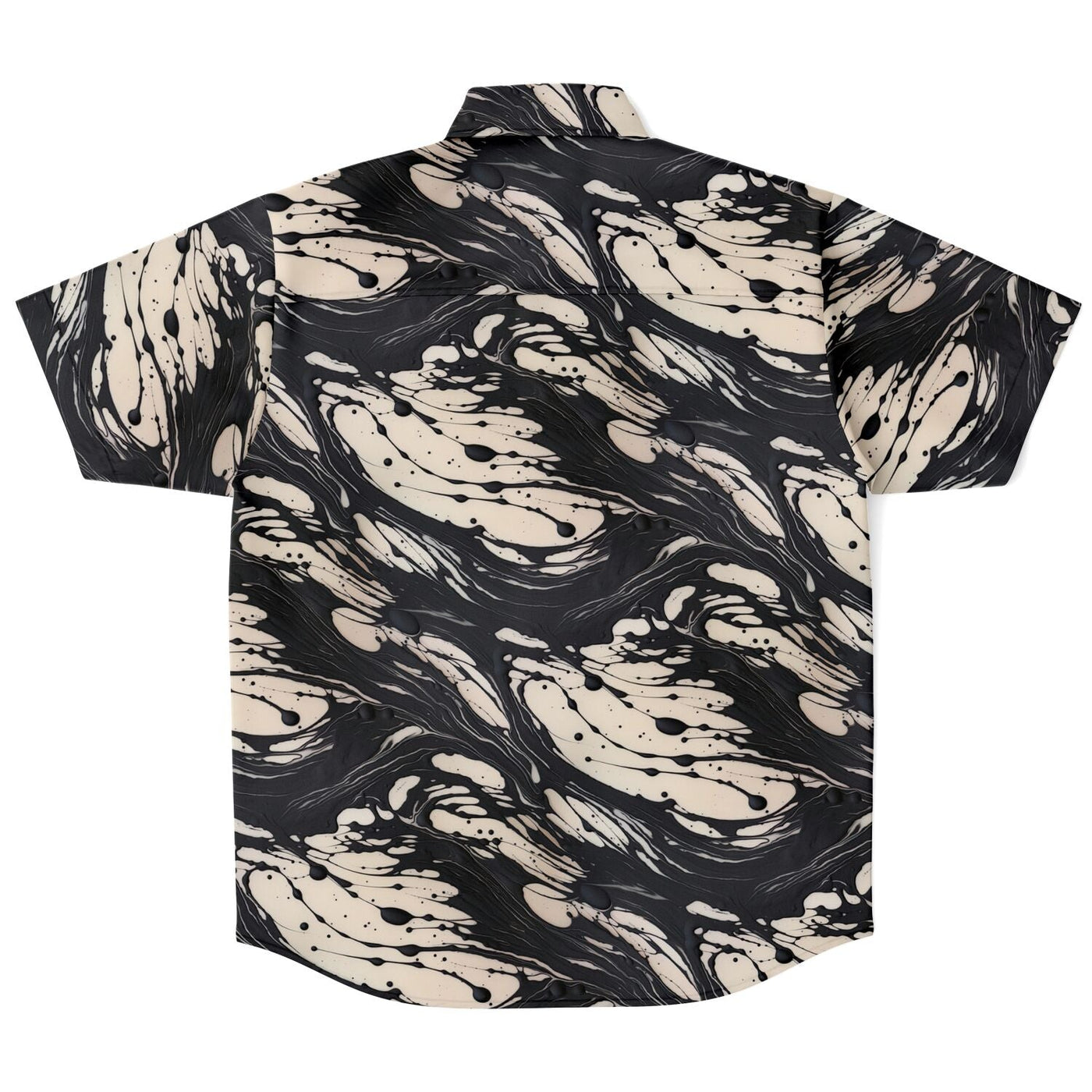 Suminagashi Art Style Black Floating Ink Short Sleeve Shirt