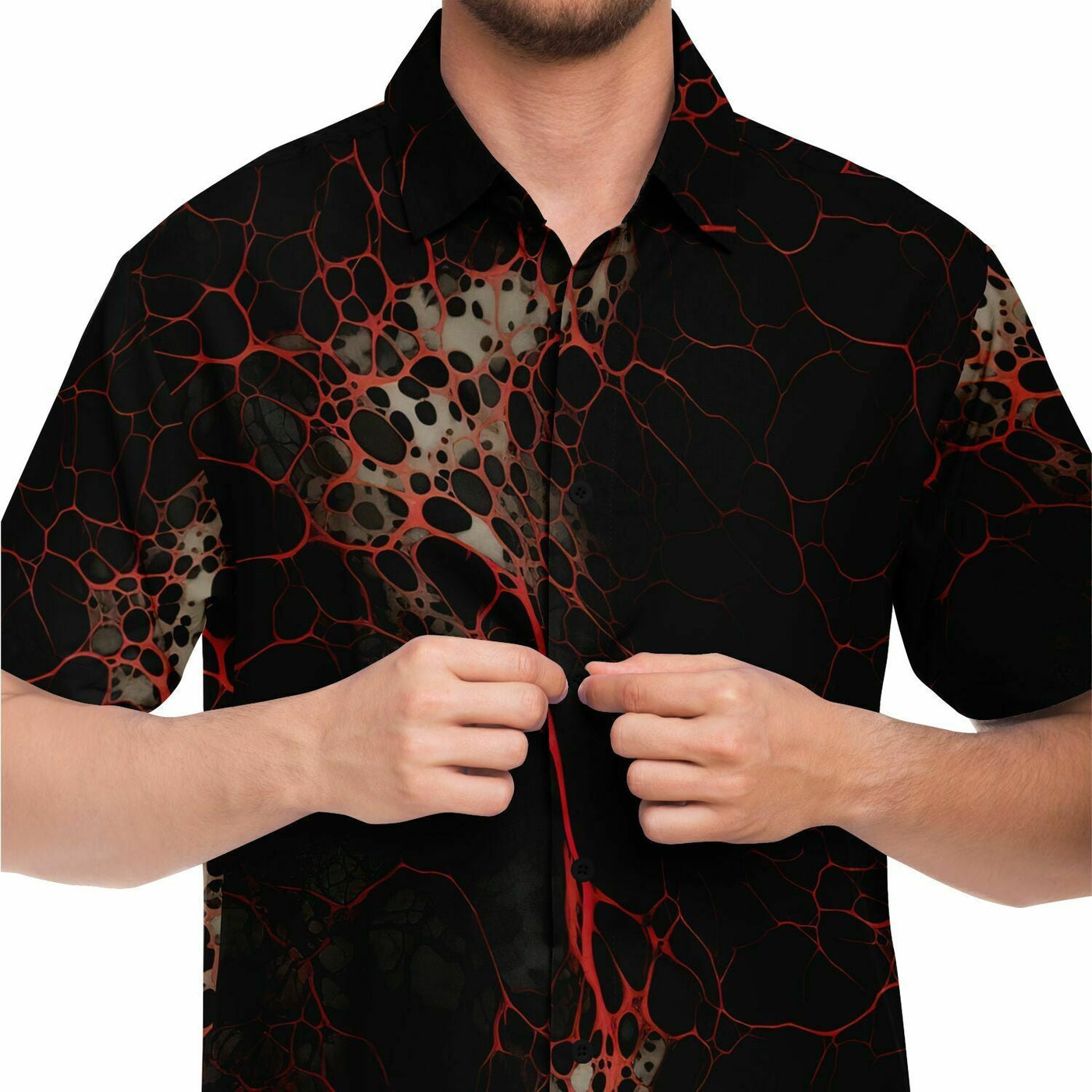 Suminagashi Art Style Creepy Red Splatter Short Sleeve Shirt