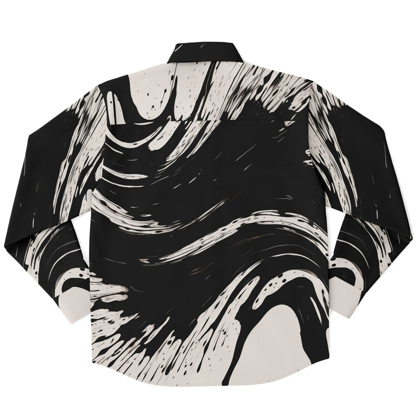 Suminagashi Art Style Floating Oily Ink Long Sleeve Button Down Shirt
