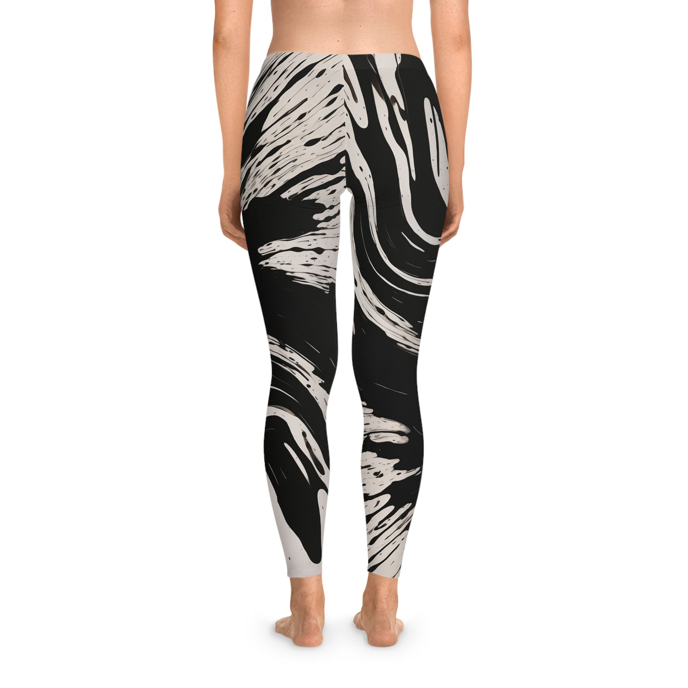 Suminagashi Art Style Floating Oily Ink Stretchy Leggings