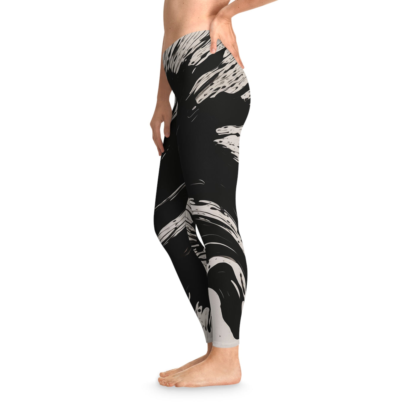 Suminagashi Art Style Floating Oily Ink Stretchy Leggings