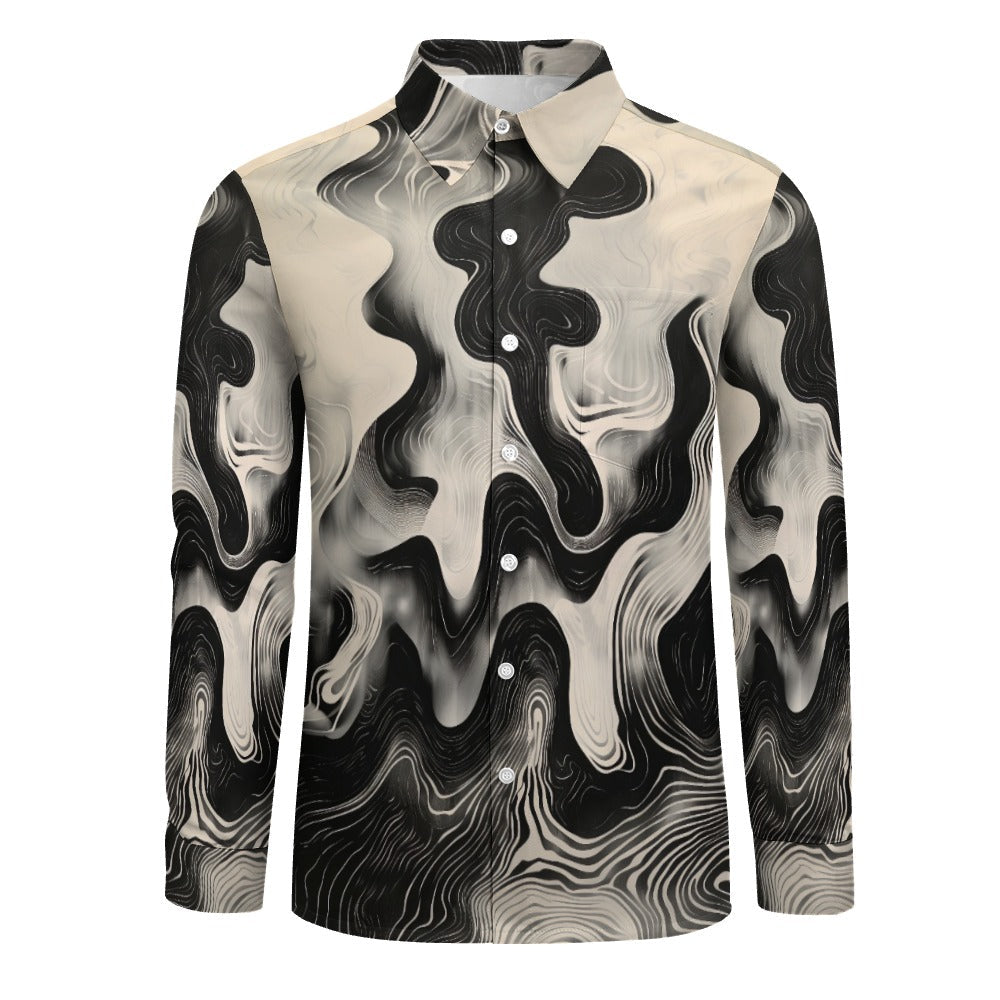 Suminagashi sinuose floating ink pattern Long Sleeve Shirt ...