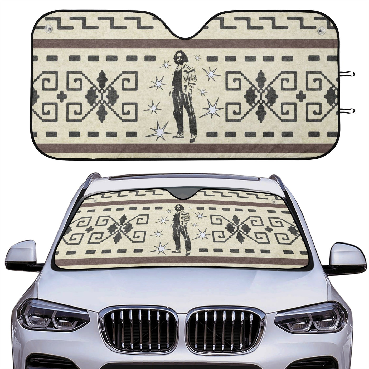 The Dude's Car Windshield Sun Shade with Big Lebowski's Iconic Silhouette