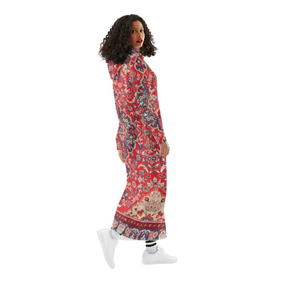 The Dude's Rug with Bowling Tape | Lebowski Long Length Hoodie Dress