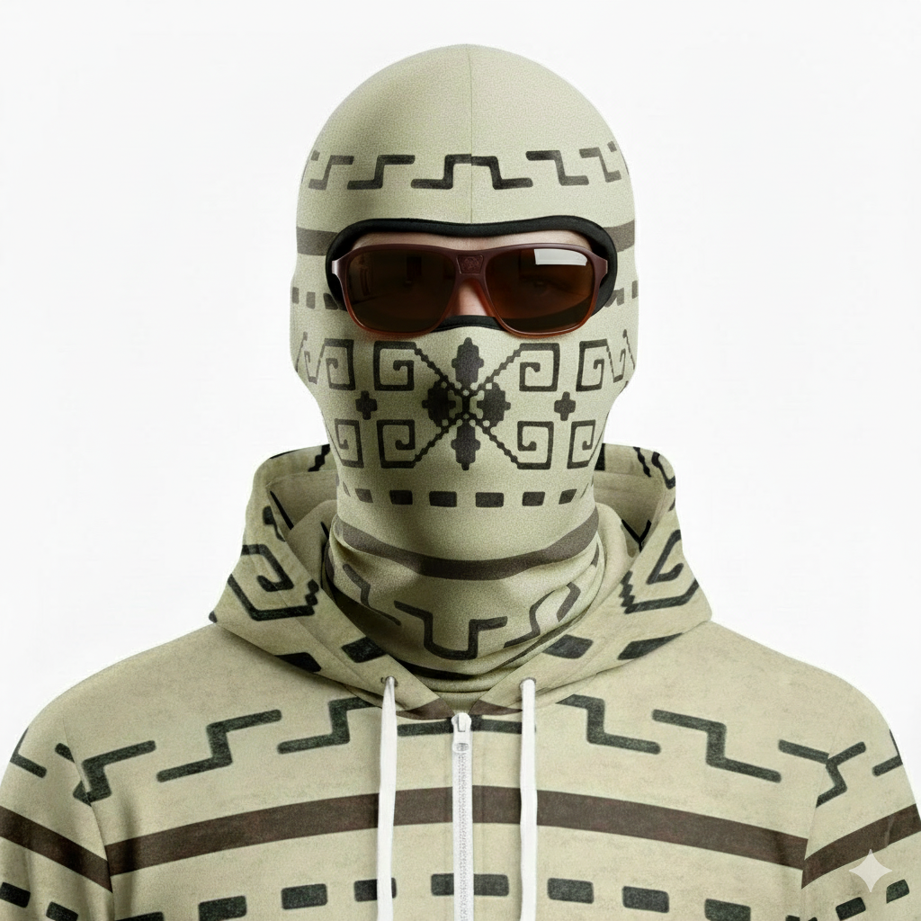 The Dude Lebowski Cardigan Pattern Balaclava Face Mask with sunglasses