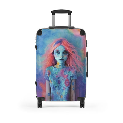 Tie-Dye Dreams Travel Suitcase (3 Sizes) - Ethereal Dreamy Girl in Watery Tie-Dye