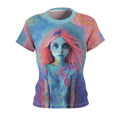 Tie Dye Dreams Women's T-shirt | Ethereal Dreamy Girl in Watery Tie-Dye