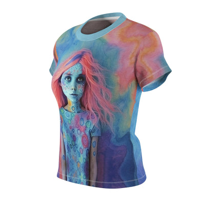 Tie Dye Dreams Women's T-shirt | Ethereal Dreamy Girl in Watery Tie-Dye
