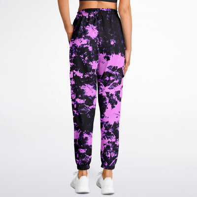 Tie-Dye Effect Cargo Sweatpants Black Pink | Retro pop Fashion Pants