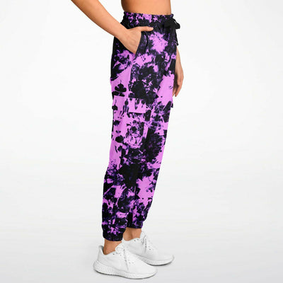 Tie-Dye Effect Cargo Sweatpants Black Pink | Retro pop Fashion Pants