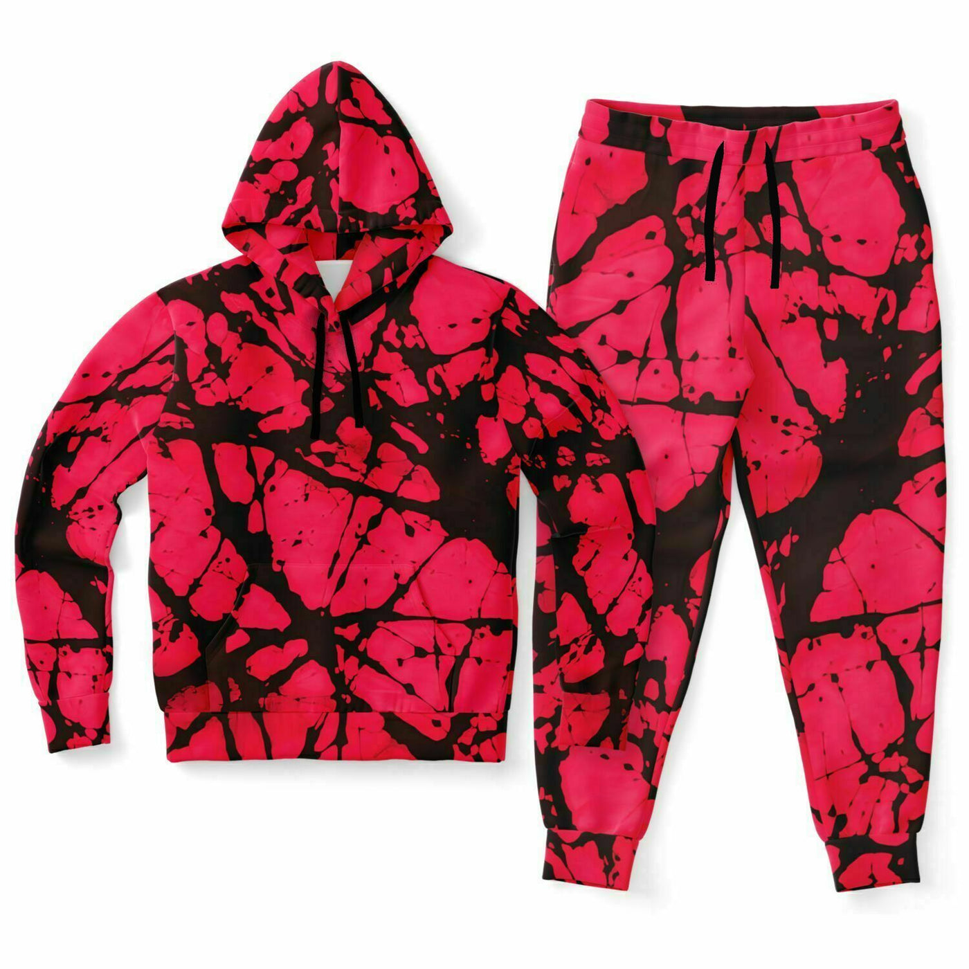 Tie-Dye Effect Hoodie & Jogger set Ruby Red & Back