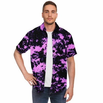 Tie-Dye Effect Short Sleeves Shirt Black & Pink | Retro Pop Fashion Shirt