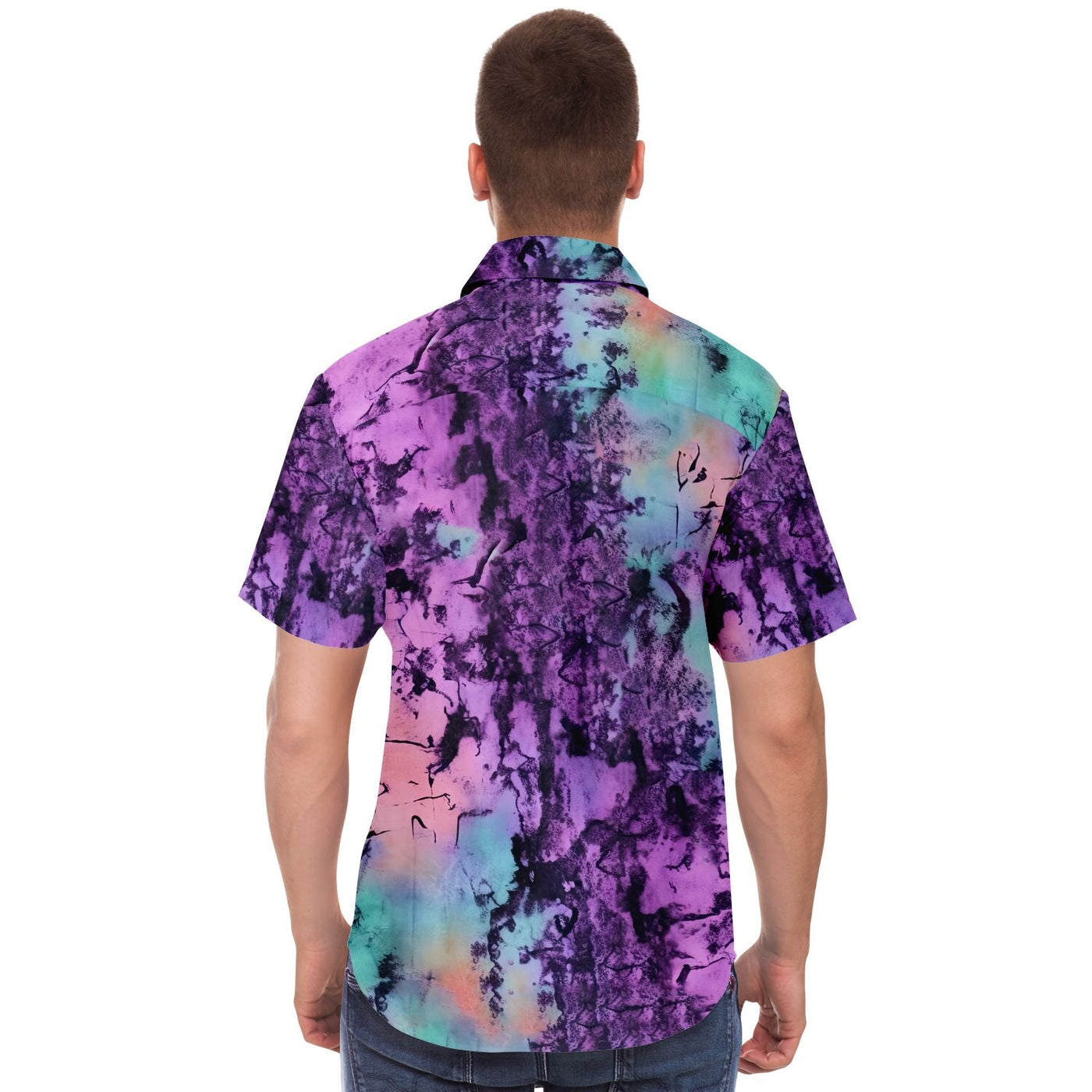 Tie-Dye Effect Short Sleeves Shirt Rainbow Purple
