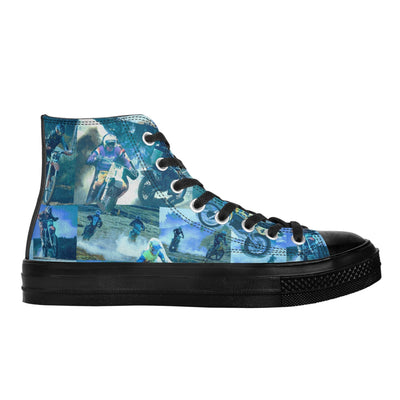 Tyler Durden High Top Canvas Sneakers with Motorcycle collage - Fight Club Fashion