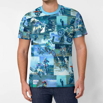 Tyler Durden Motorcycle Collage T-shirt Icy silk - Fight Club Inspired