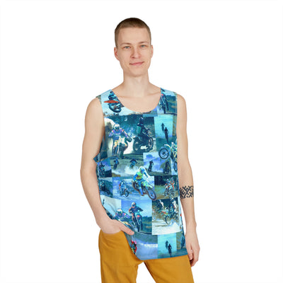 Tyler Durden Tank Top with Motocross Collage - Fight Club Fashion