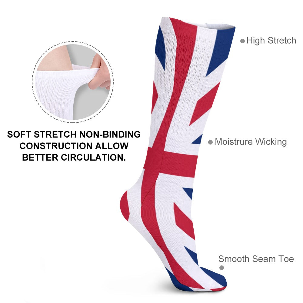 🇬🇧 Union Jack British Flag Crew Socks – 5 Pairs (One Size)