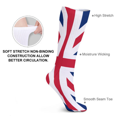 🇬🇧 Union Jack British Flag Crew Socks – 5 Pairs (One Size)