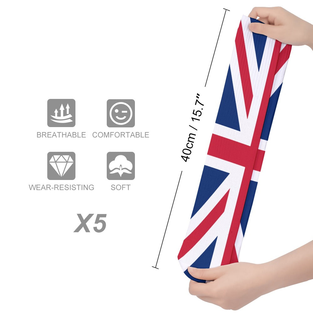 🇬🇧 Union Jack British Flag Crew Socks – 5 Pairs (One Size)