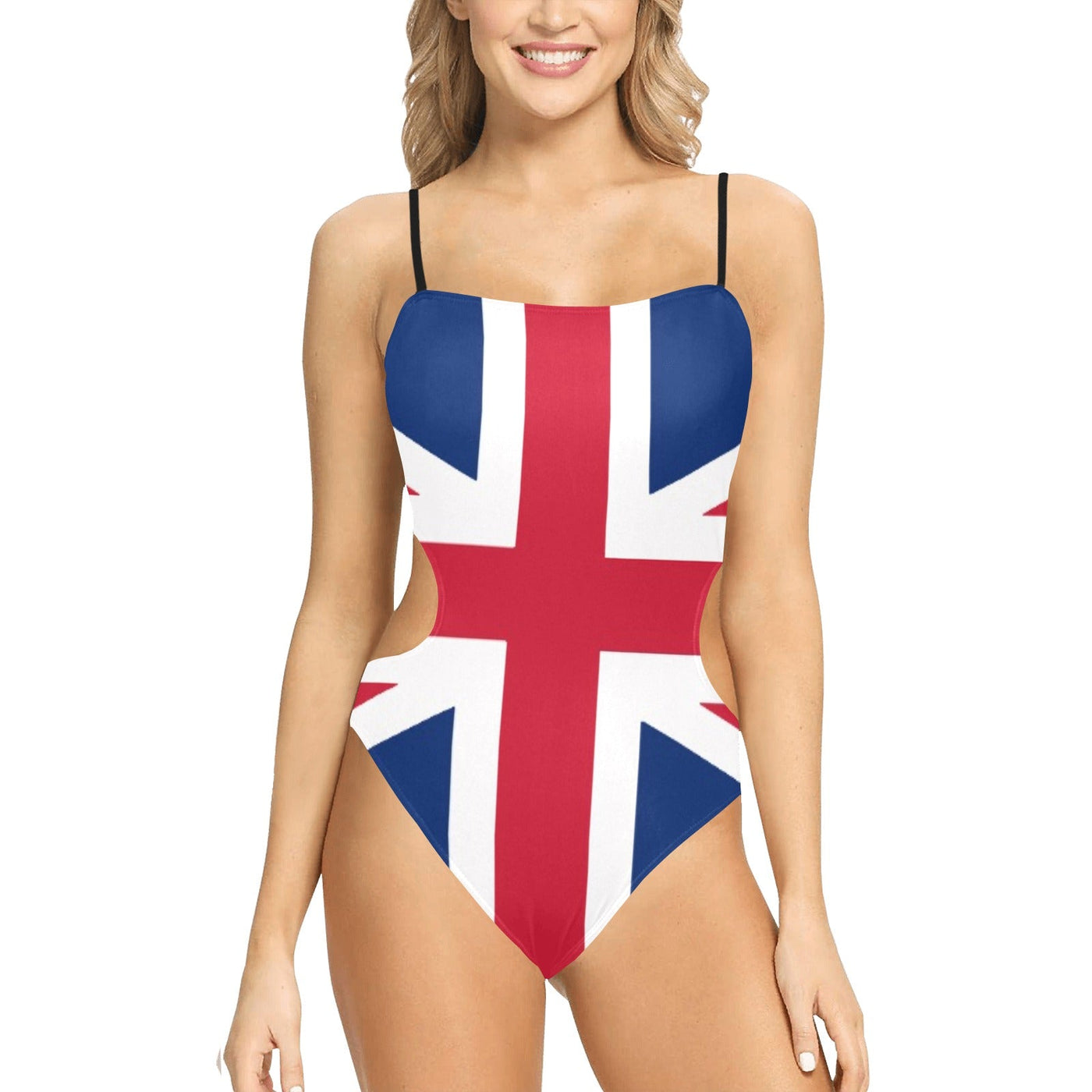 Union Jack British Flag Thin Straps One Piece Swimsuit