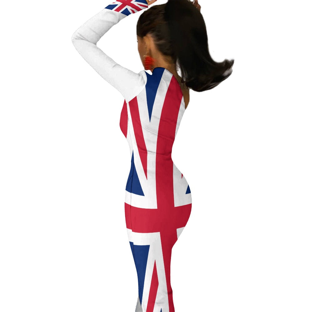 Union Jack One-Shoulder Maxi Dress – UK Flag Party Gown