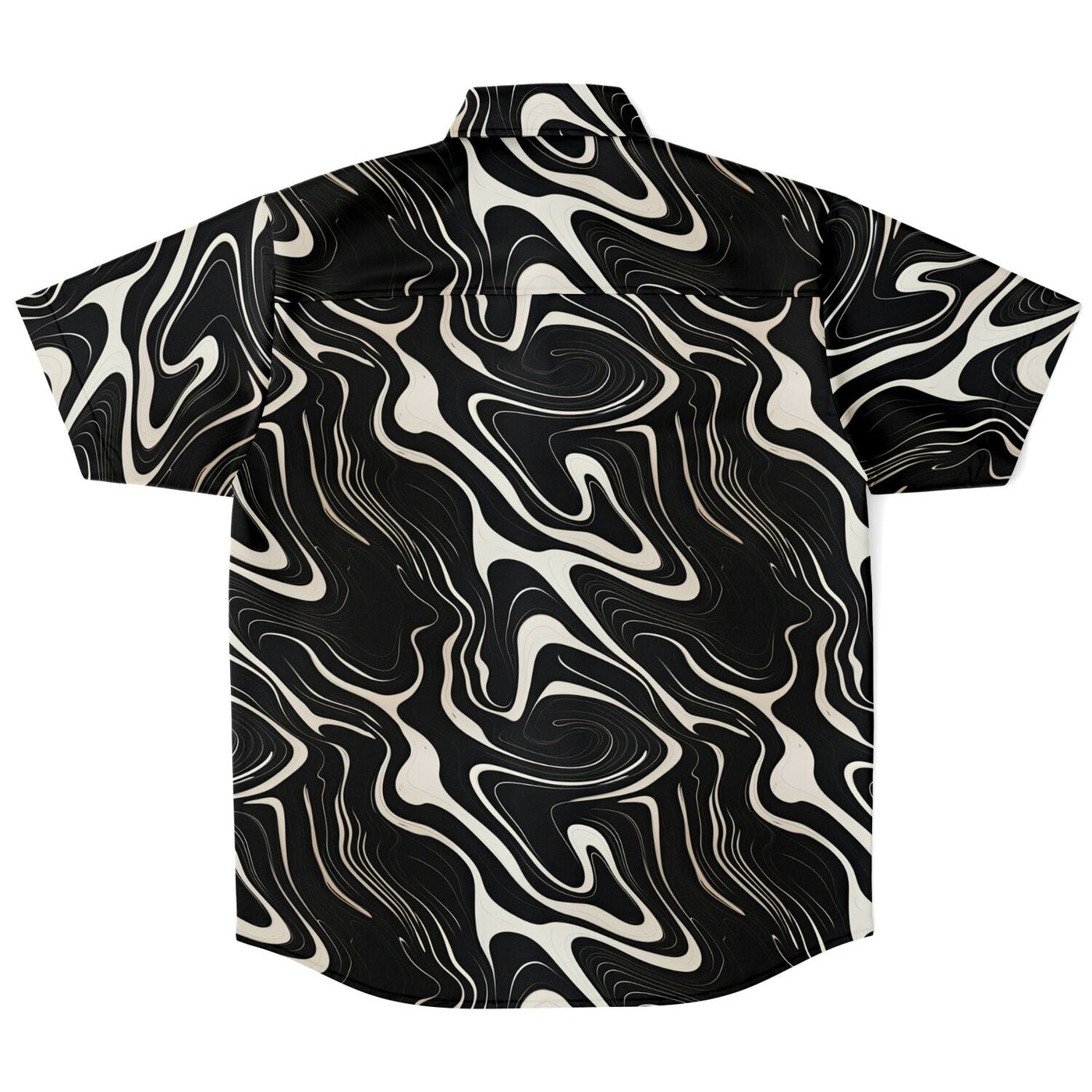 Wavy Black and White floating Ink Pattern Short Sleeve Shirt