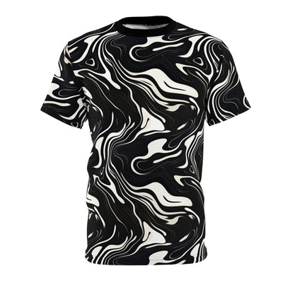 Wavy Black and White floating Ink Pattern T-shirt