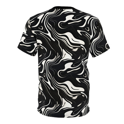 Wavy Black and White floating Ink Pattern T-shirt