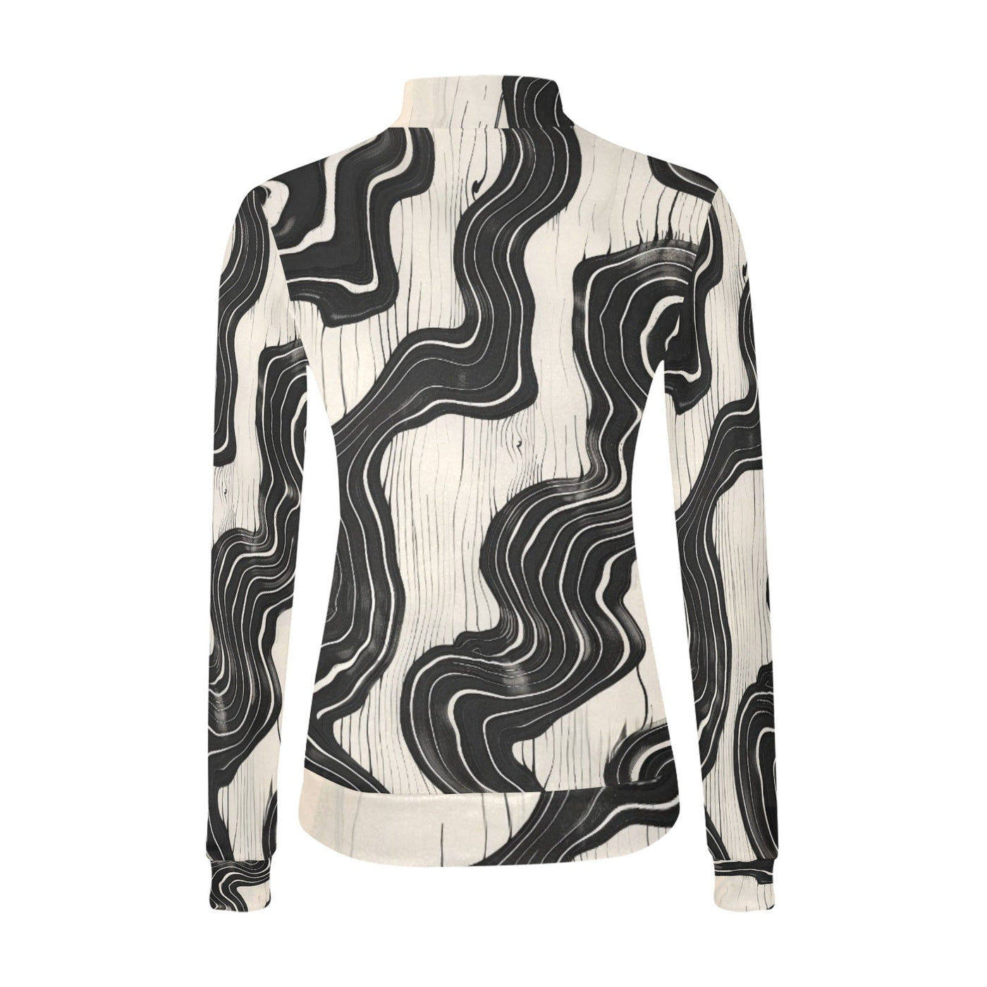 Wavy ink Black & White Elegant Mock Neck Sweater