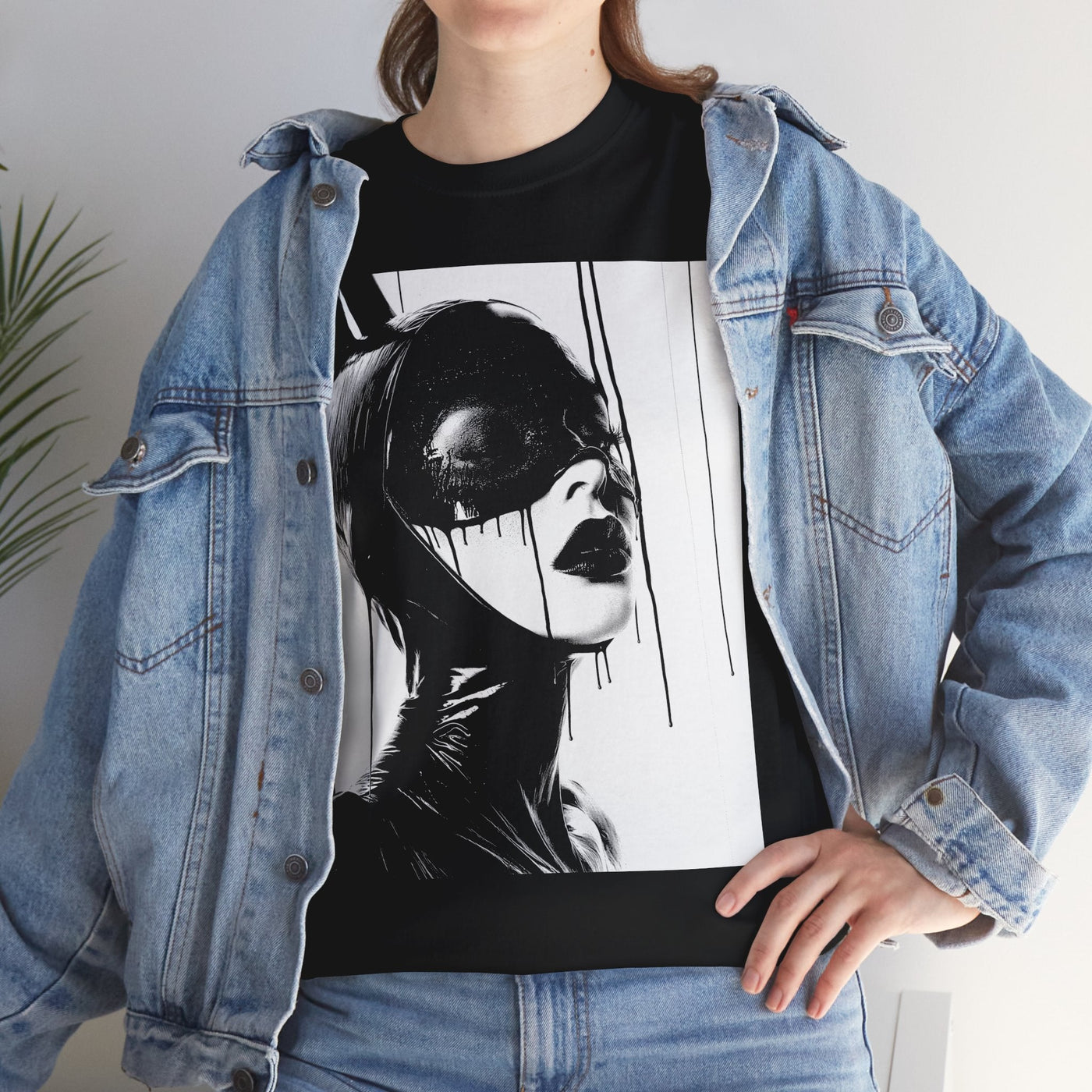 Wicked Girl with Latex Catwoman Hood T-Shirt