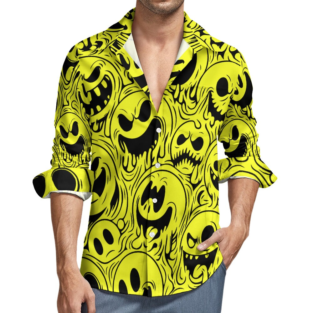Wicked Smileys pattern Casual Long Sleeve Shirt