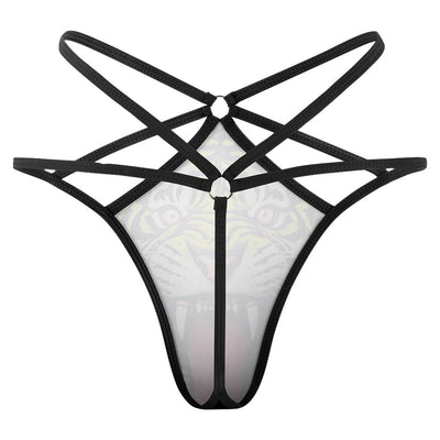 Wild Tiger Print Strappy T-back Thong – Bold Exotic Lingerie for Fierce Looks