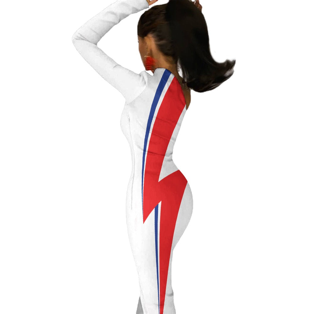 Ziggy Stardust Lightning Bolt Dress – Bowie Tribute One-Shoulder Gown