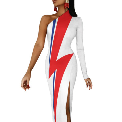 Ziggy Stardust Lightning Bolt Dress – Bowie Tribute One-Shoulder Gown