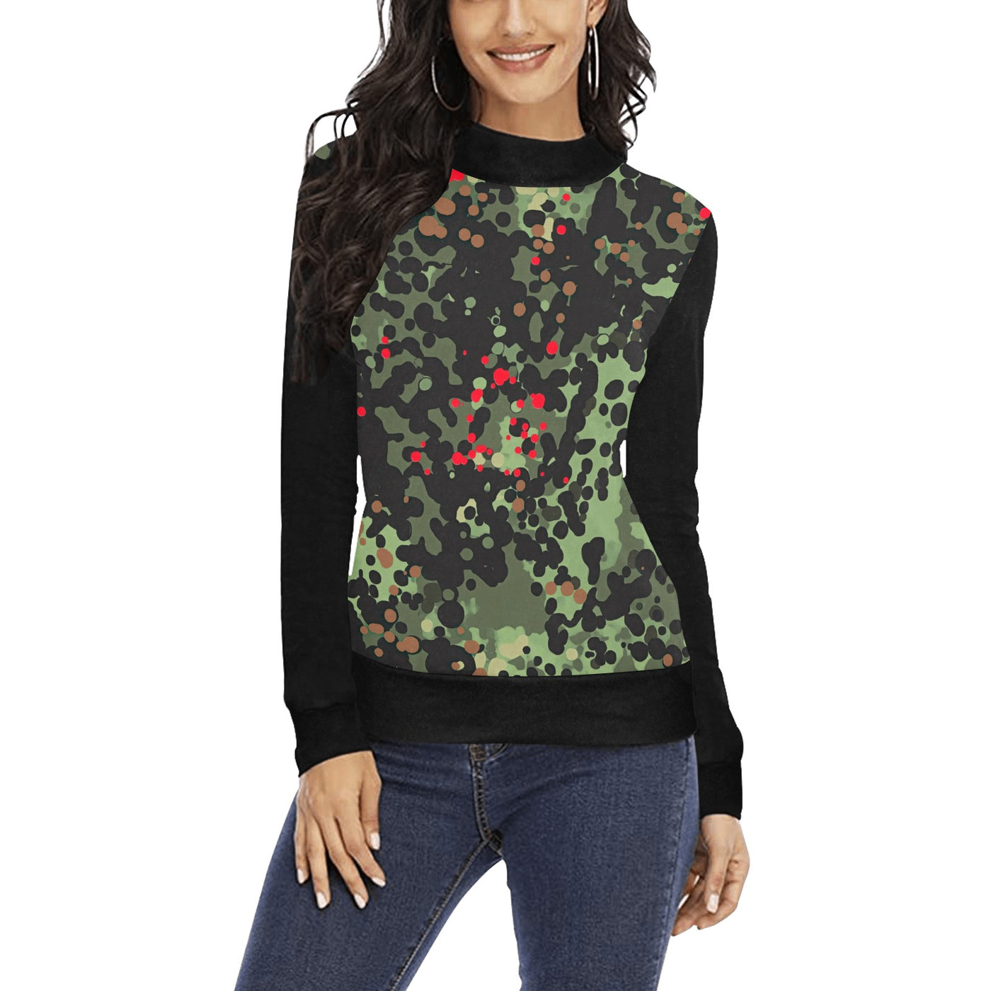 Women's All Over Print Mock Neck Sweater (H43)