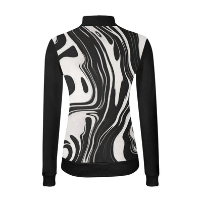 Black & White Marble Swirl Mock Sweatshirt – Abstract Monochrome Streetwear