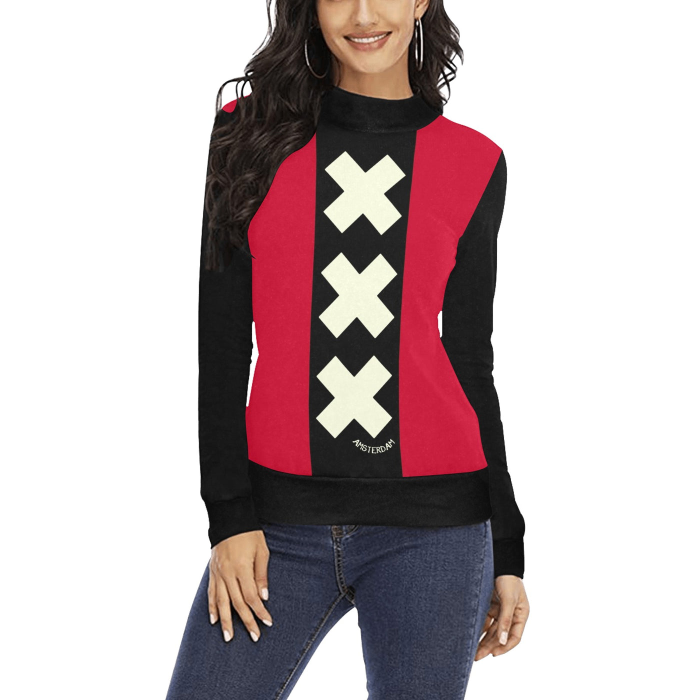 Women's All Over Print Mock Neck Sweater (H43)