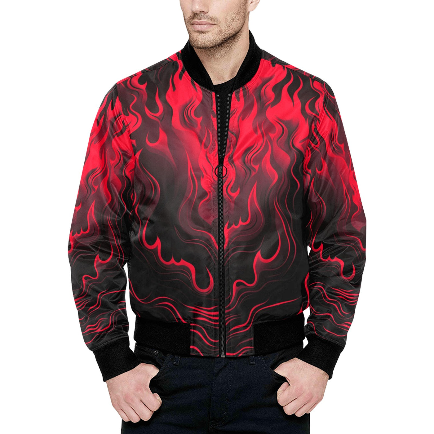 Hell Flames Quilted Bomber Jacket