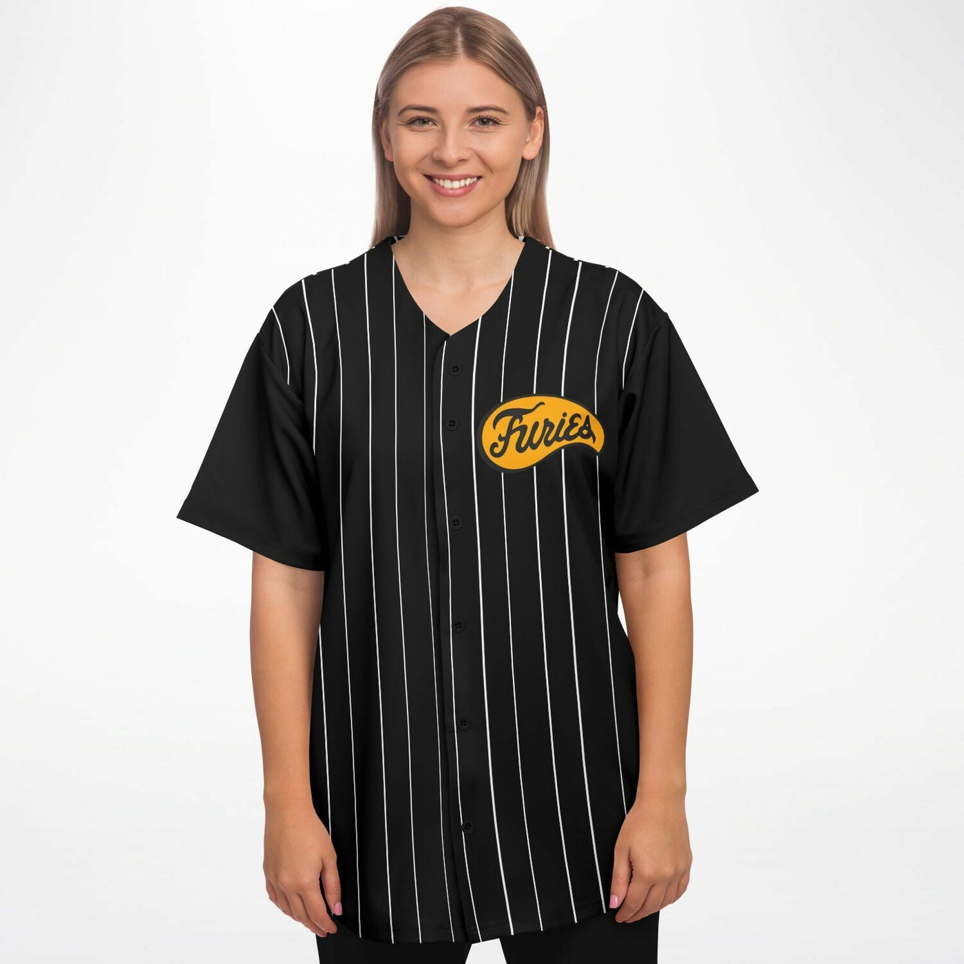 Baseball Furies -The Warriors | Striped Baseball Jersey Dress All Black 4XL
