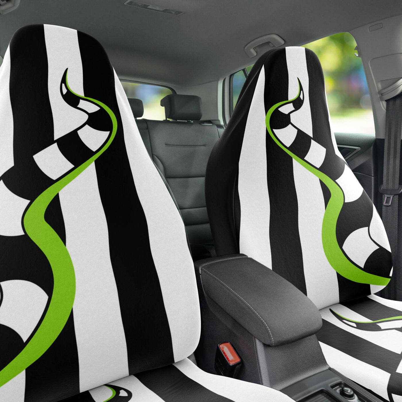 thumbnail image 2 of Beetlejuice Car Beetlejuice Seatbelt Belt – Adjustable Black White Character 623549 2 of 14