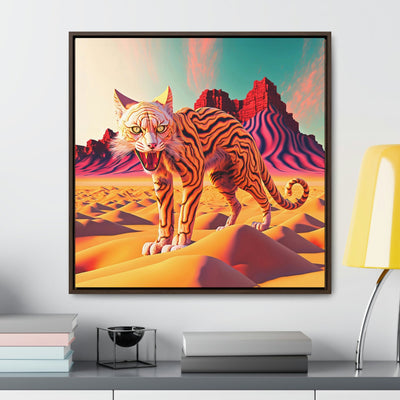 "Bengala Tiger Cat", Colourful Surreal Tiger Cat - Dreamy Landscape | Framed Wall Canvas